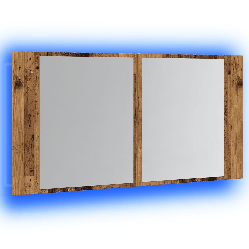 LED Mirror Cabinet Old Wood 90x12x45 cm Engineered Wood