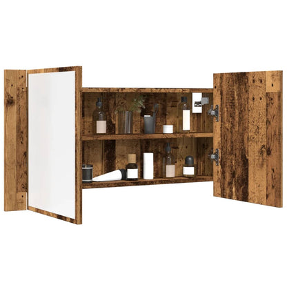 LED Mirror Cabinet Old Wood 90x12x45 cm Engineered Wood