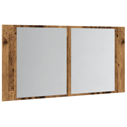 LED Mirror Cabinet Old Wood 90x12x45 cm Engineered Wood