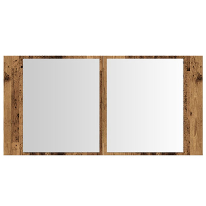 LED Mirror Cabinet Old Wood 90x12x45 cm Engineered Wood