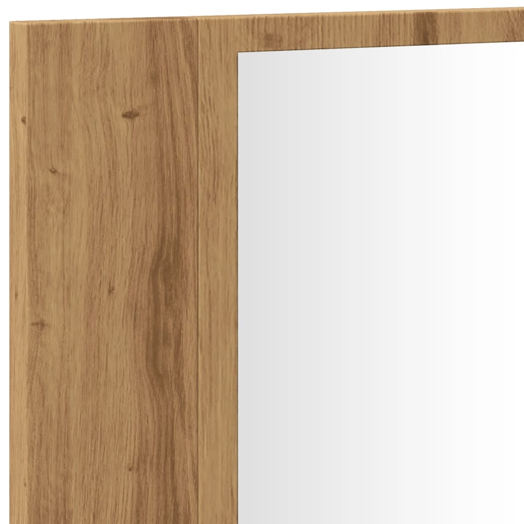 LED Mirror Cabinet Artisan Oak 90x12x45 cm Engineered Wood