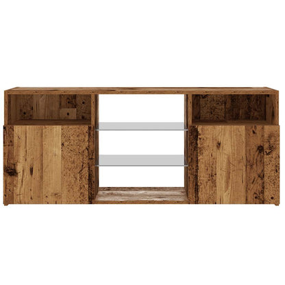 TV Cabinet with LED Lights Old Wood 120x30x50 cm Engineered Wood