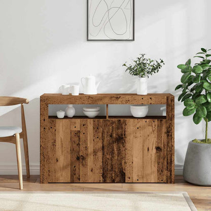 Sideboard with LED Lights Old Wood 115.5x30x75 cm Engineered Wood