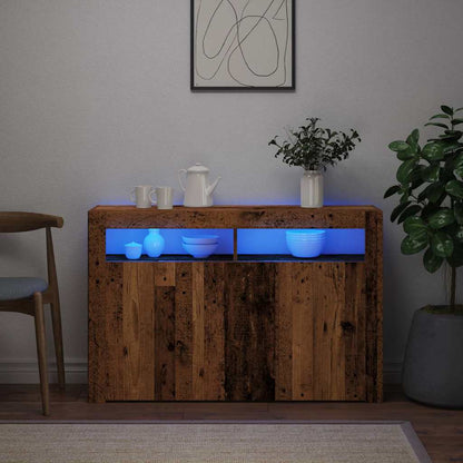 Sideboard with LED Lights Old Wood 115.5x30x75 cm Engineered Wood