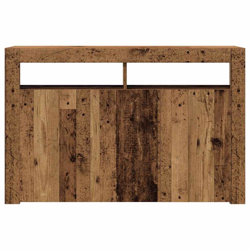 Sideboard with LED Lights Old Wood 115.5x30x75 cm Engineered Wood