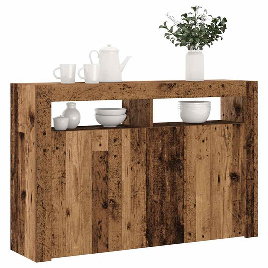 Sideboard with LED Lights Old Wood 115.5x30x75 cm Engineered Wood