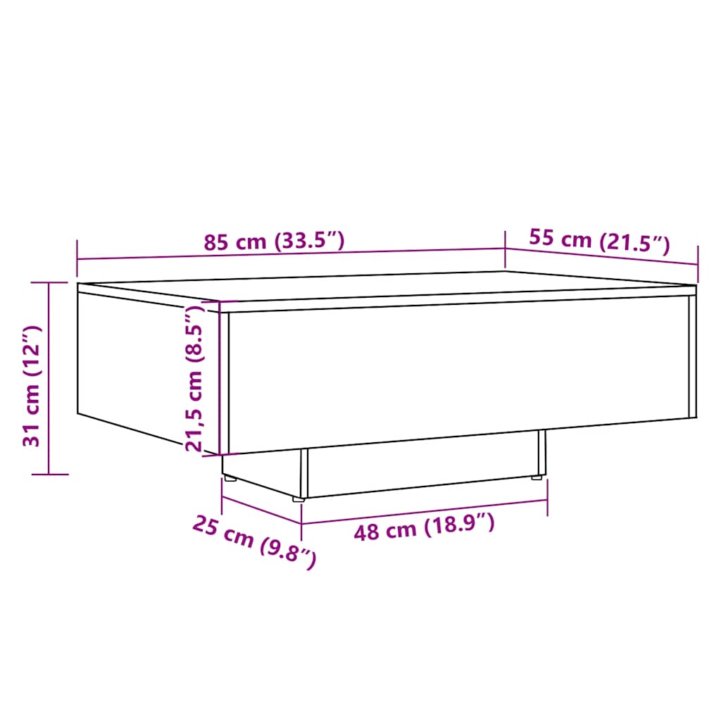 Coffee Table Artisan Oak 85x55x31 cm Engineered Wood