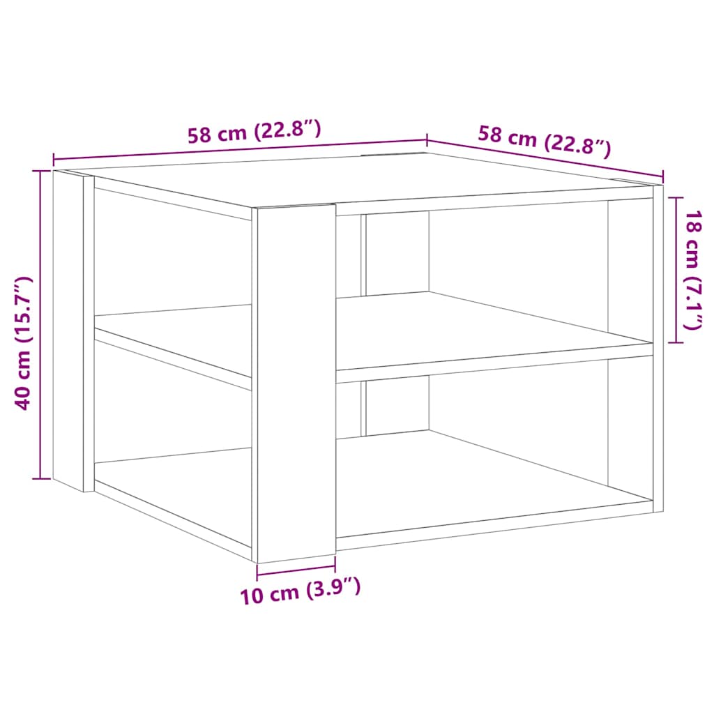 Coffee Table Old Wood 58x58x40 cm Engineered Wood