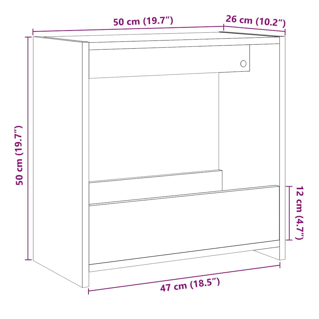 Side Table Old Wood 50x26x50 cm Engineered Wood