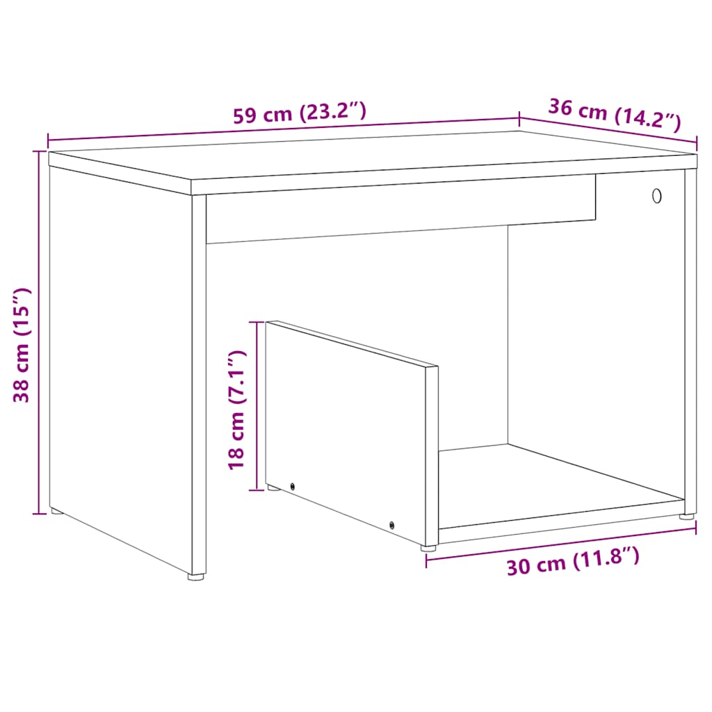 Side Table Old Wood 59x36x38 cm Engineered Wood