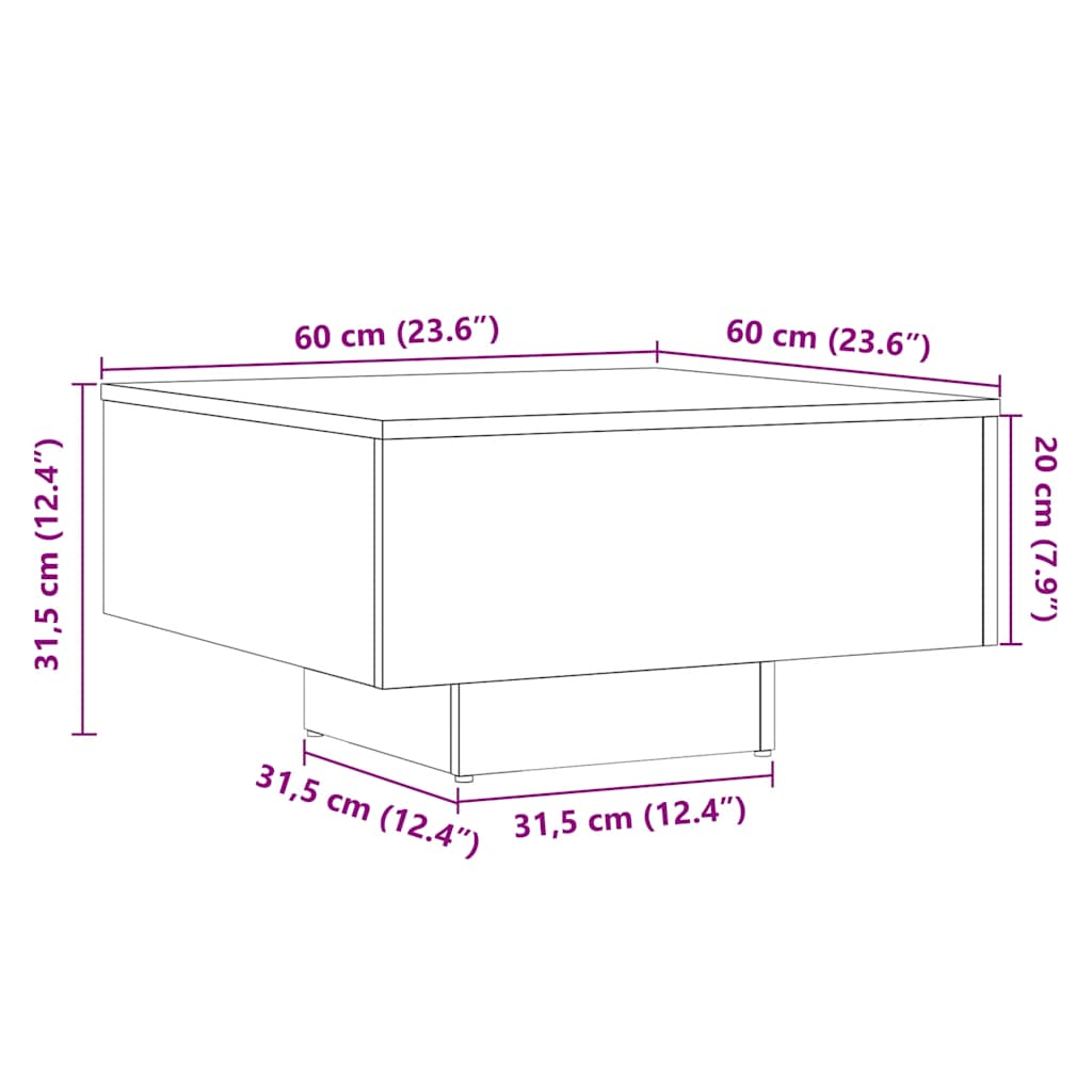 Coffee Table Old Wood 60x60x31.5 cm Engineered Wood