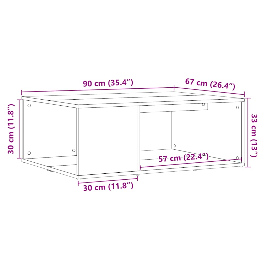 Coffee Table Old Wood 90x67x33 cm Engineered Wood