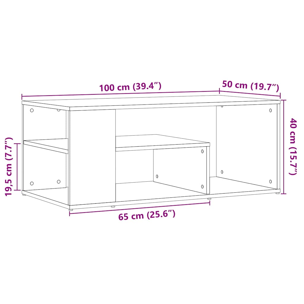 Coffee Table Old Wood 100x50x40 cm Engineered Wood