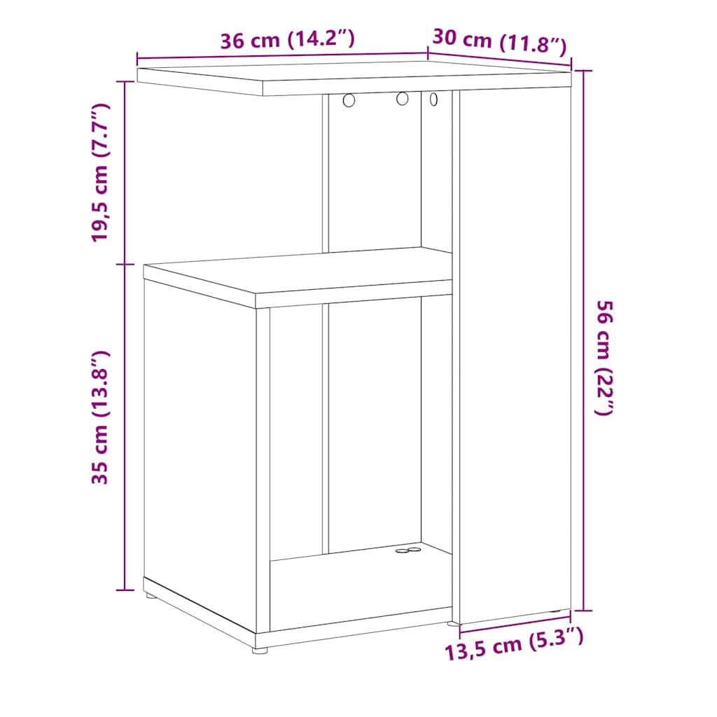 Side Table Old Wood 36x30x56 cm Engineered Wood