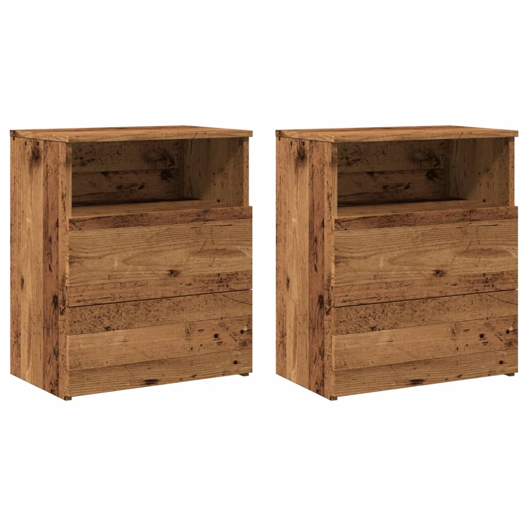 Bedside Cabinets 2 pcs Old Wood 50x32x60cm Engineered Wood