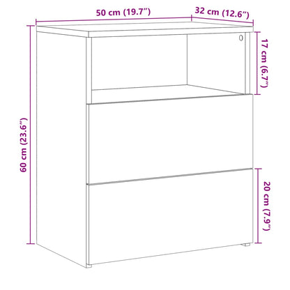 Bedside Cabinets 2 pcs Old Wood 50x32x60cm Engineered Wood