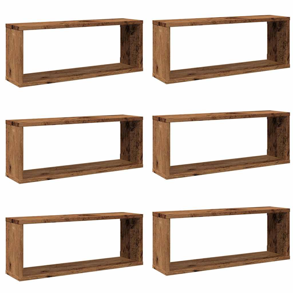 Wall Cube Shelves 6 pcs Old Wood 60x15x23 cm Engineered Wood