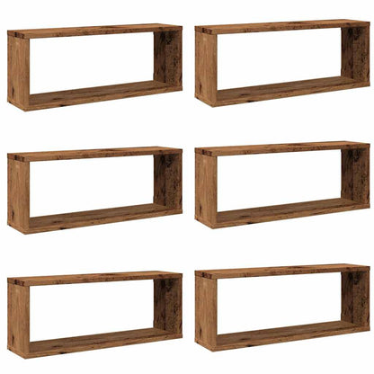 Wall Cube Shelves 6 pcs Old Wood 60x15x23 cm Engineered Wood