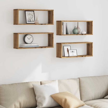 Wall Cube Shelves 4 pcs Artisan Oak 60x15x23 cm Engineered Wood