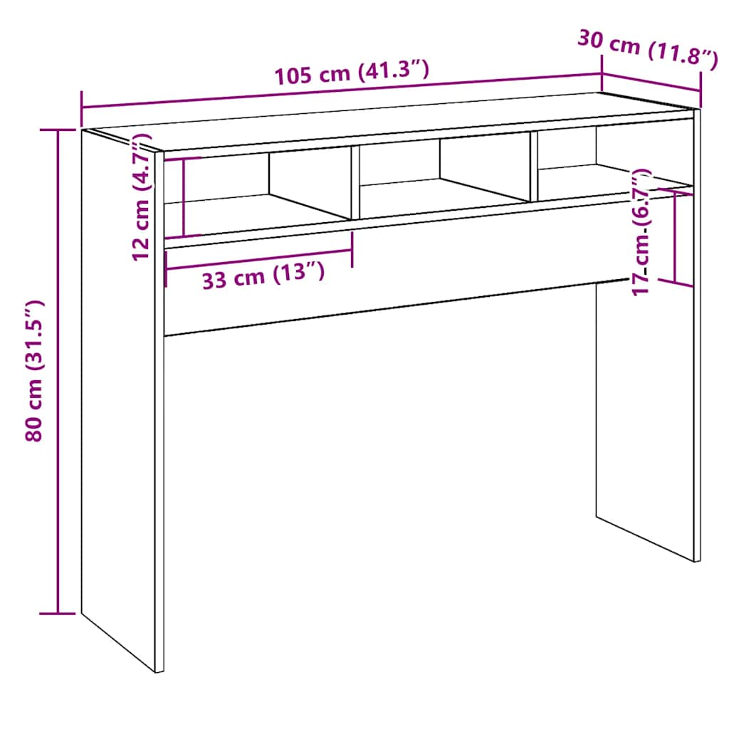 Console Table Old Wood 105x30x80 cm Engineered Wood