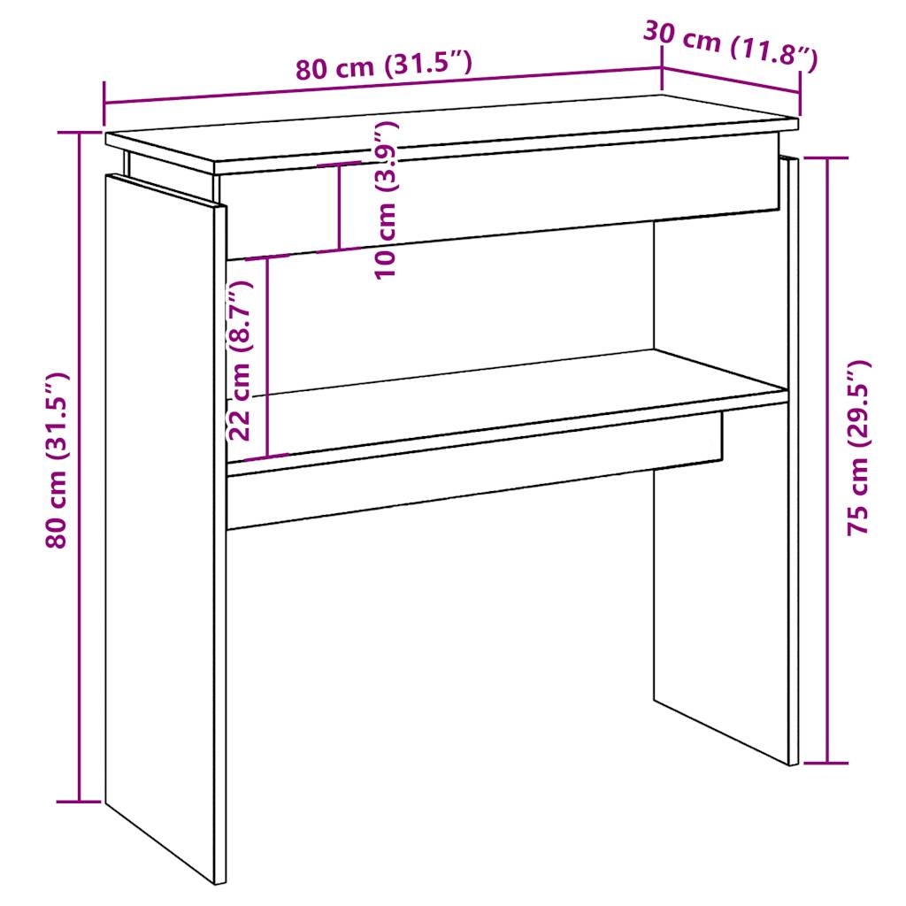 Console Table Old Wood 80x30x80 cm Engineered Wood