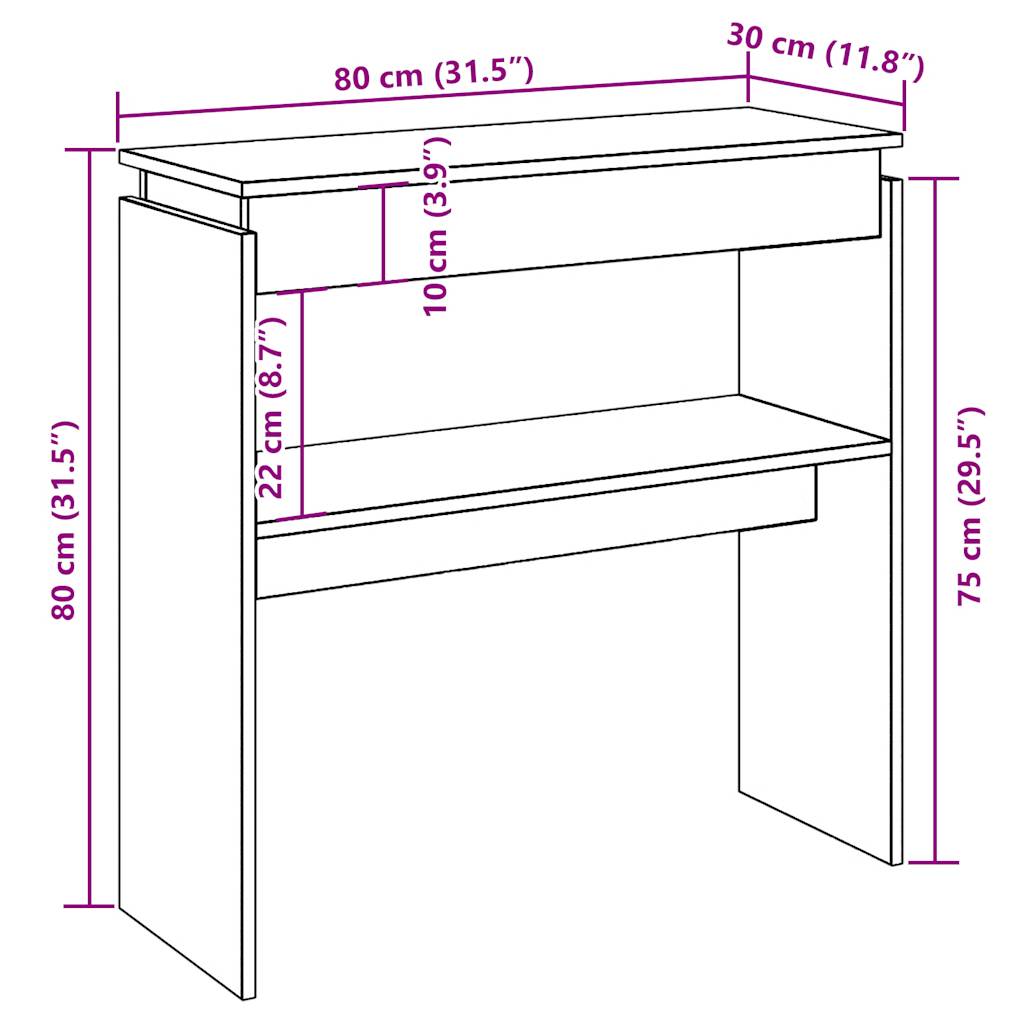 Console Table Artisan Oak 80x30x80 cm Engineered Wood