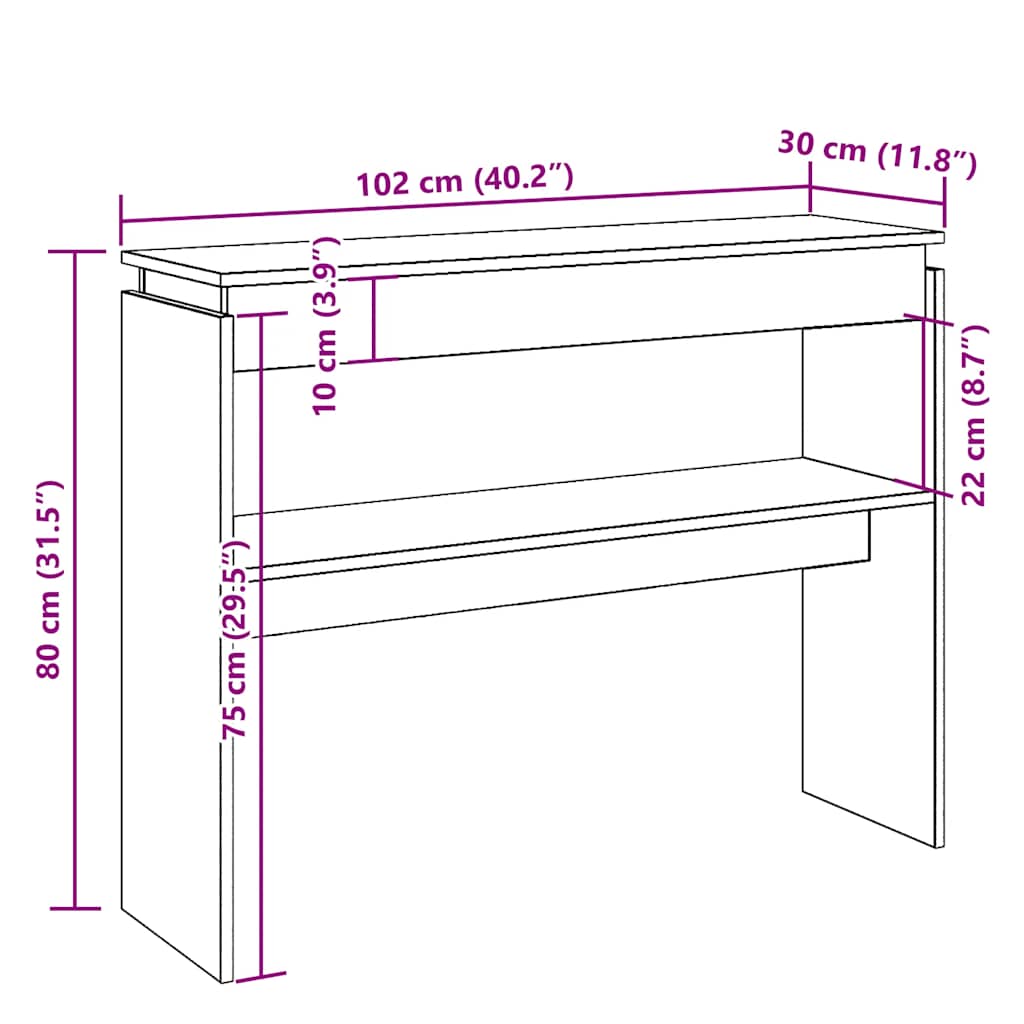 Console Table Old Wood 80x30x102 cm Engineered Wood