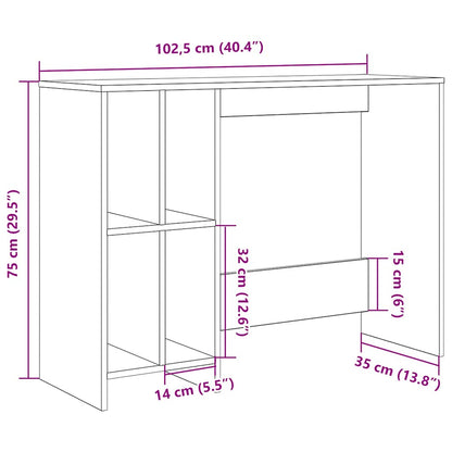 Desk Old Wood 102.5x35x75 cm Engineered Wood