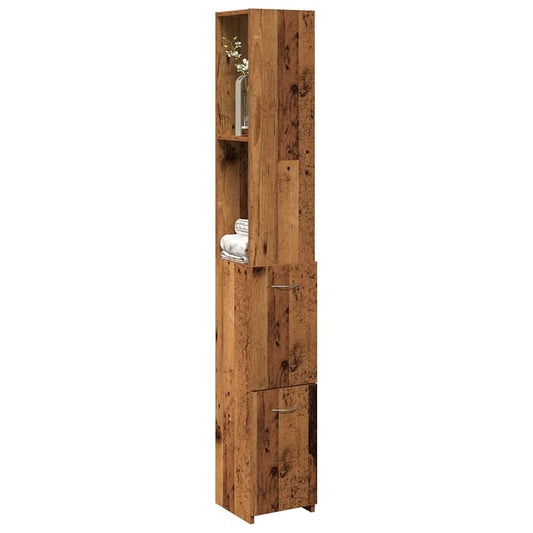 Bathroom Cabinet Old Wood 25x25x170 cm Engineered Wood