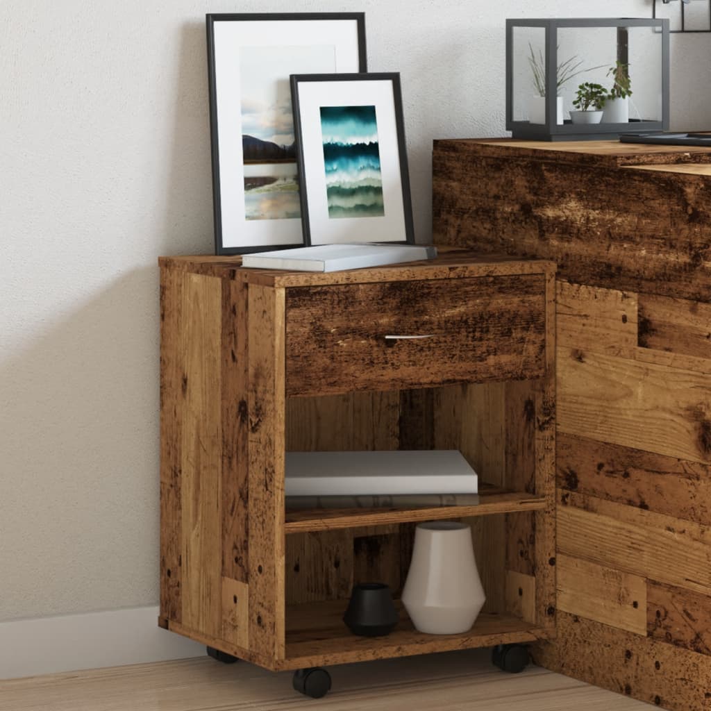 Rolling Cabinet Old Wood 46x36x59 cm Engineered Wood