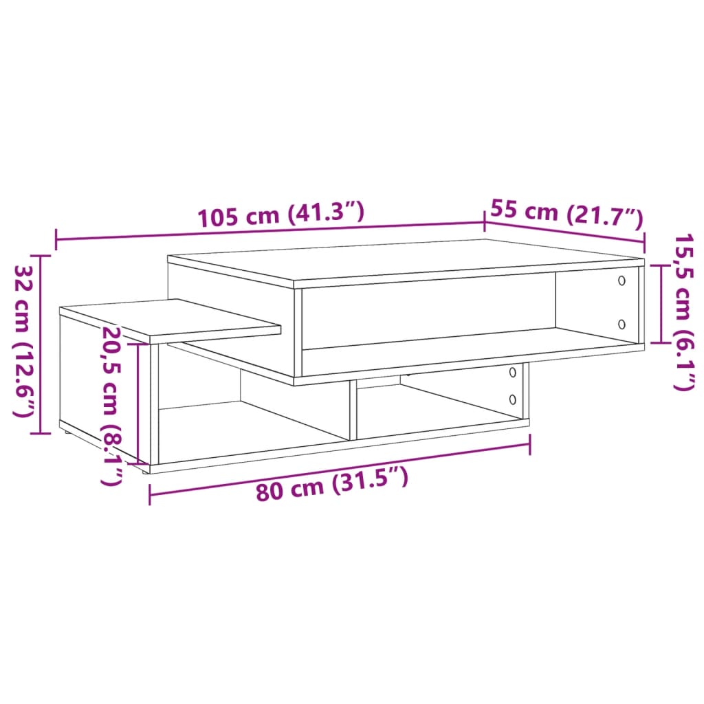 Coffee Table Old Wood 105x55x32 cm Engineered Wood