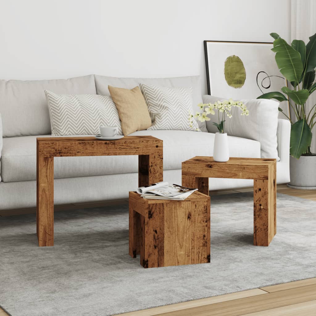 Nesting Coffee Tables 3 pcs Old Wood Engineered Wood