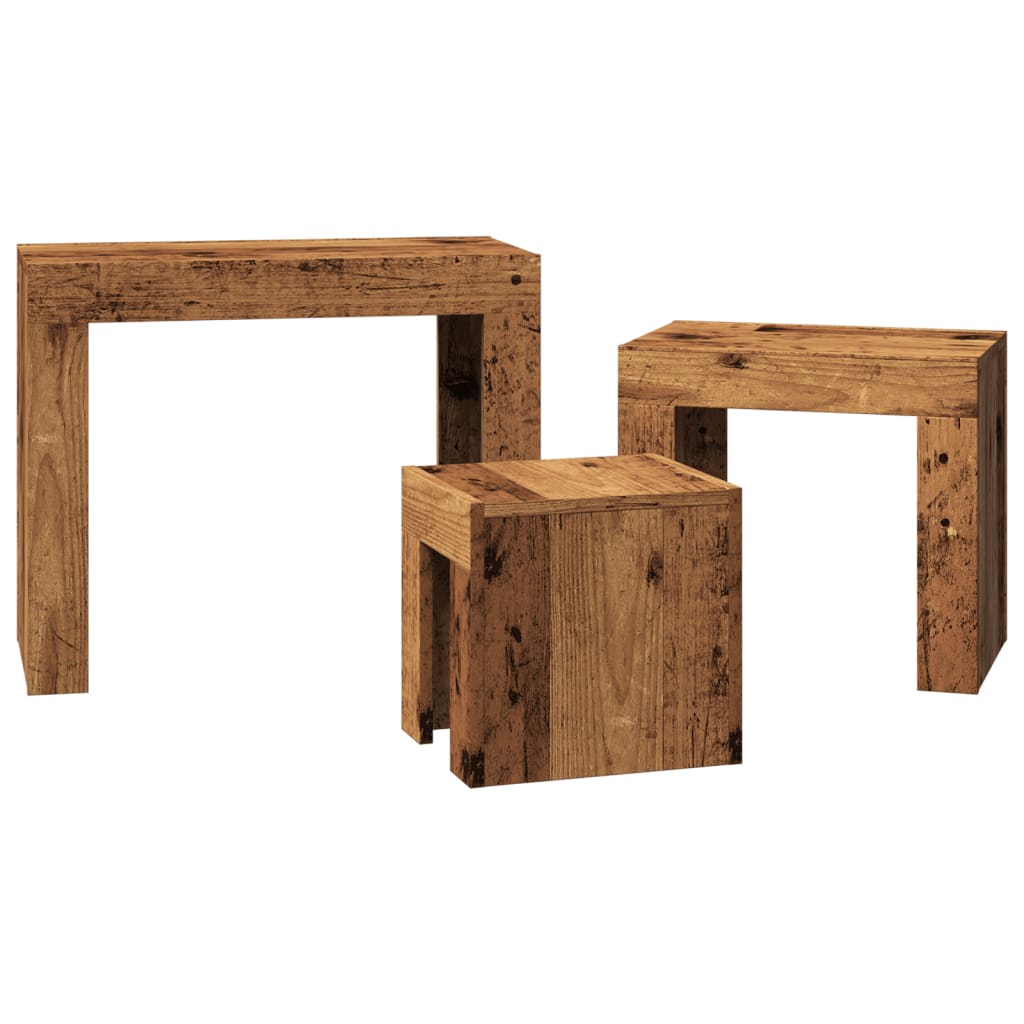 Nesting Coffee Tables 3 pcs Old Wood Engineered Wood