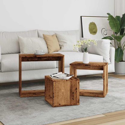 Nesting Tables 3 pcs Old Wood Engineered Wood