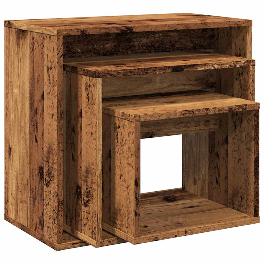 Nesting Tables 3 pcs Old Wood Engineered Wood