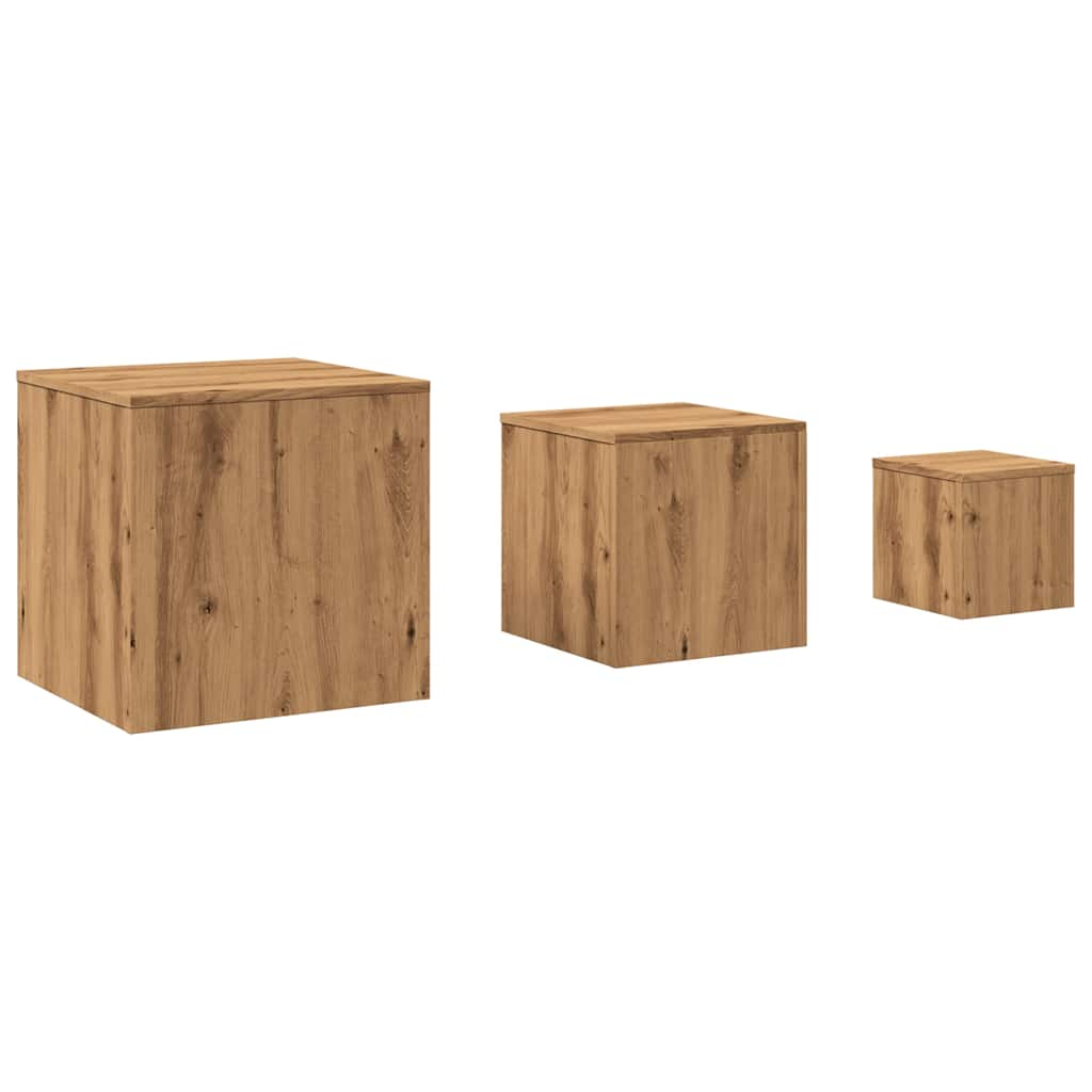 Side Tables 3 pcs Artisan Oak Engineered Wood