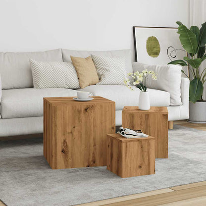 Side Tables 3 pcs Artisan Oak Engineered Wood