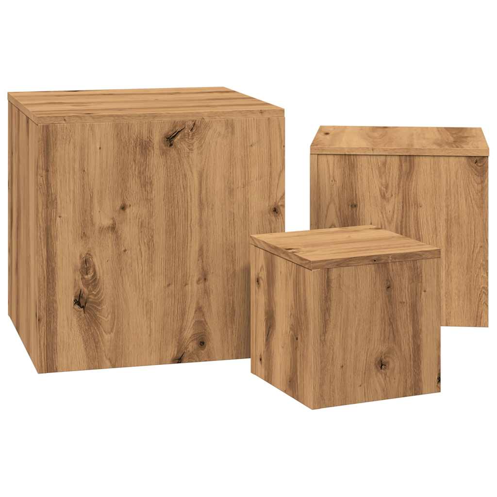 Side Tables 3 pcs Artisan Oak Engineered Wood