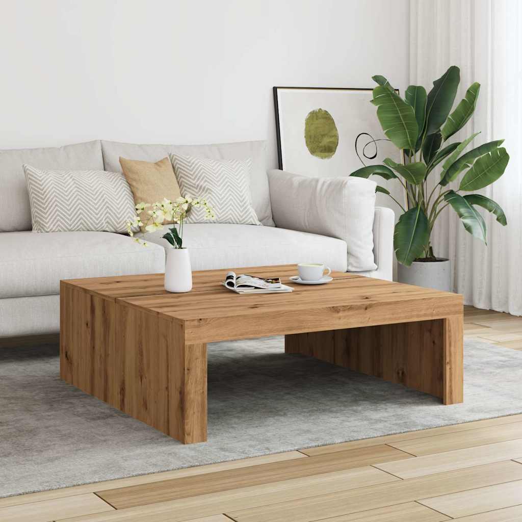 Coffee Table Artisan Oak 100x100x35 cm Engineered Wood