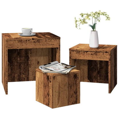 Nesting Tables 3 pcs Old Wood Engineered Wood