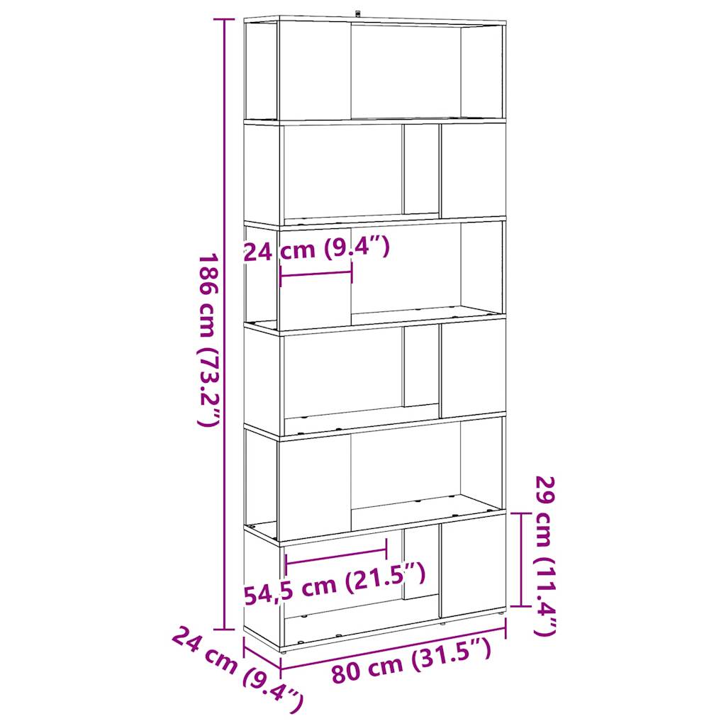 Book Cabinet/Room Divider Old Wood 80x24x186 cm