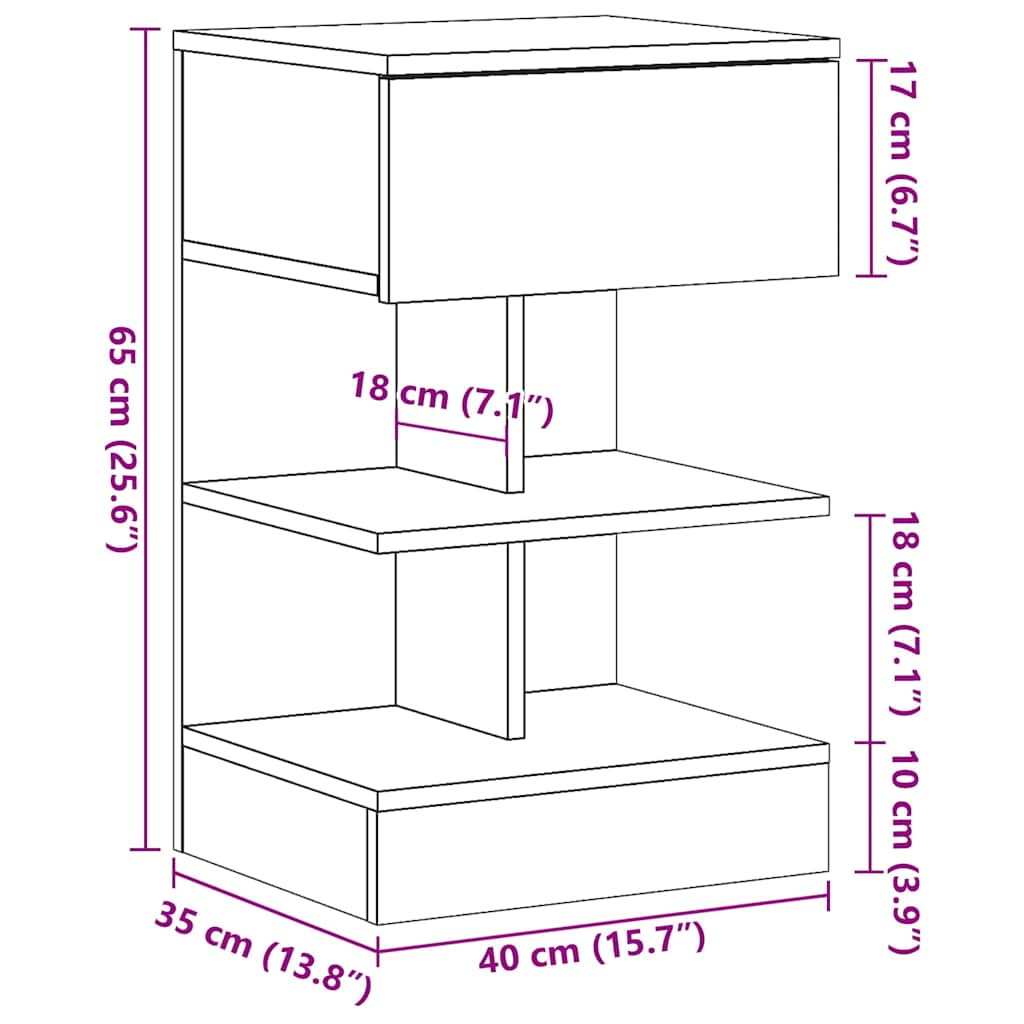 Bedside Cabinets 2 pcs Old Wood 40x35x65 cm Engineered Wood