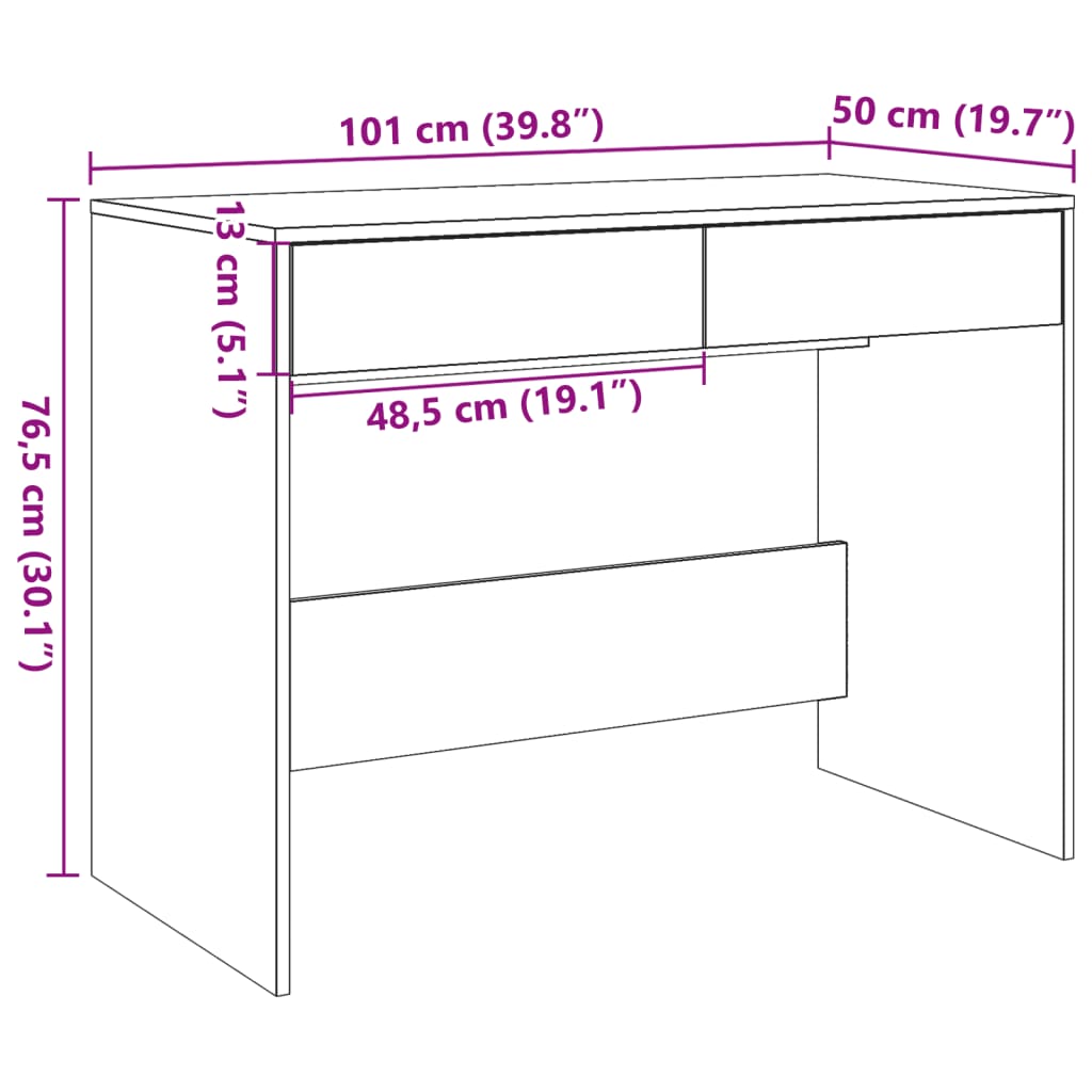 Desk Old Wood 101x50x76.5 cm Engineered Wood