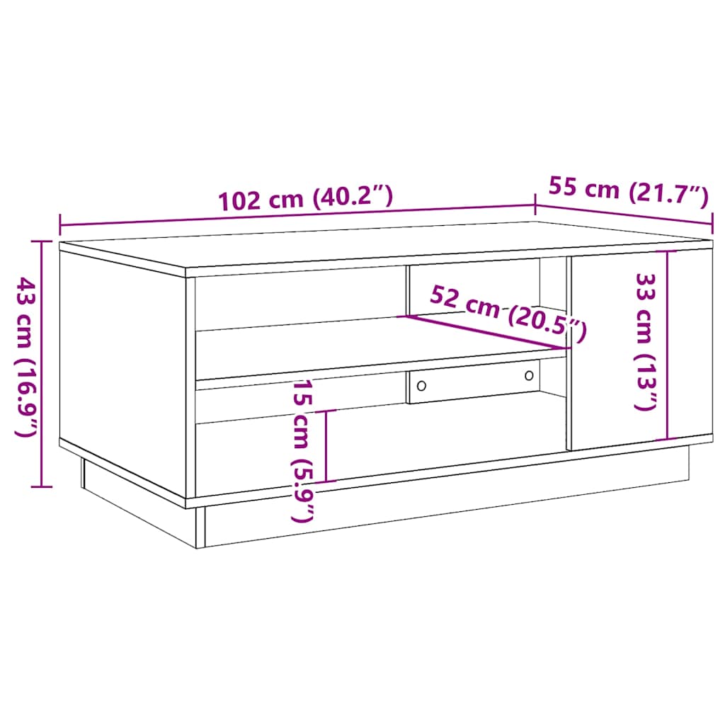 Coffee Table Old Wood 102x55x43 cm Engineered Wood