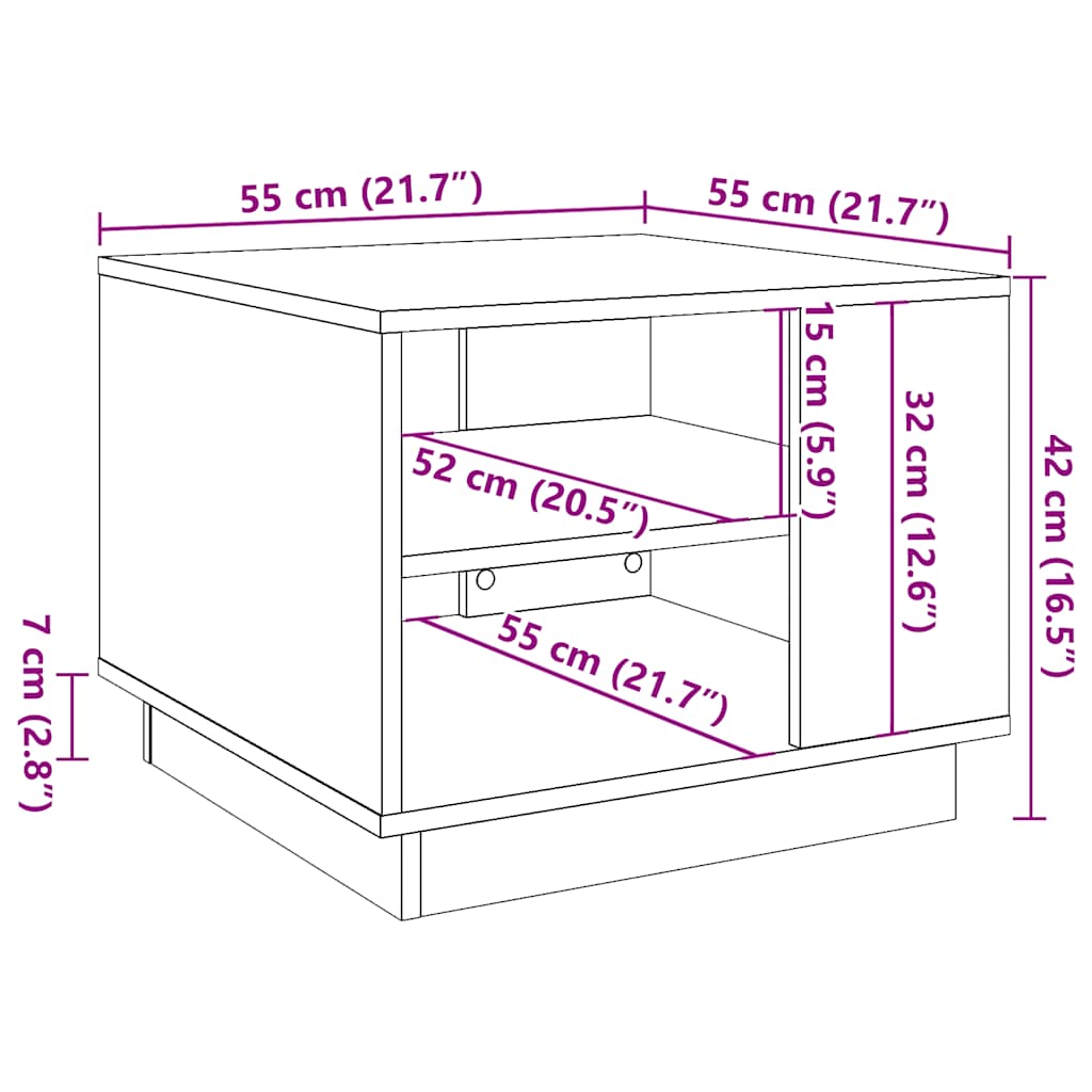 Coffee Table Old Wood 55x55x42 cm Engineered Wood