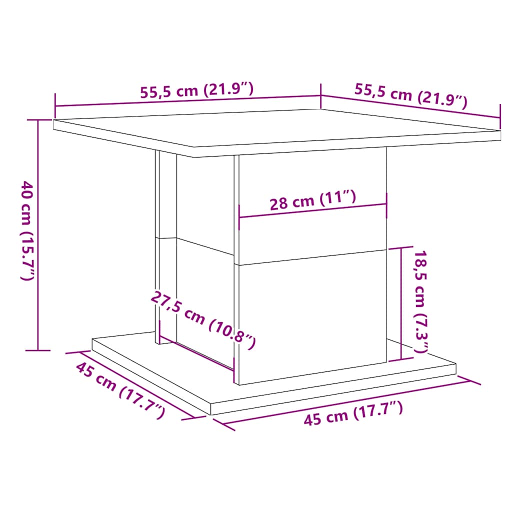 Coffee Table Old Wood 55.5x55.5x40 cm Engineered Wood