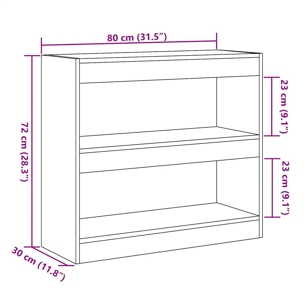 Book Cabinet/Room Divider Old Wood 80x30x72 cm