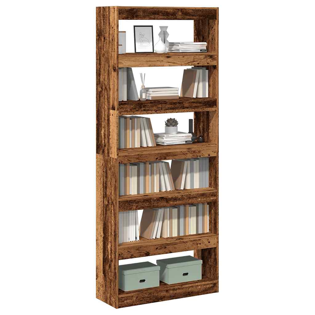 Book Cabinet/Room Divider Old Wood 80x30x198 cm