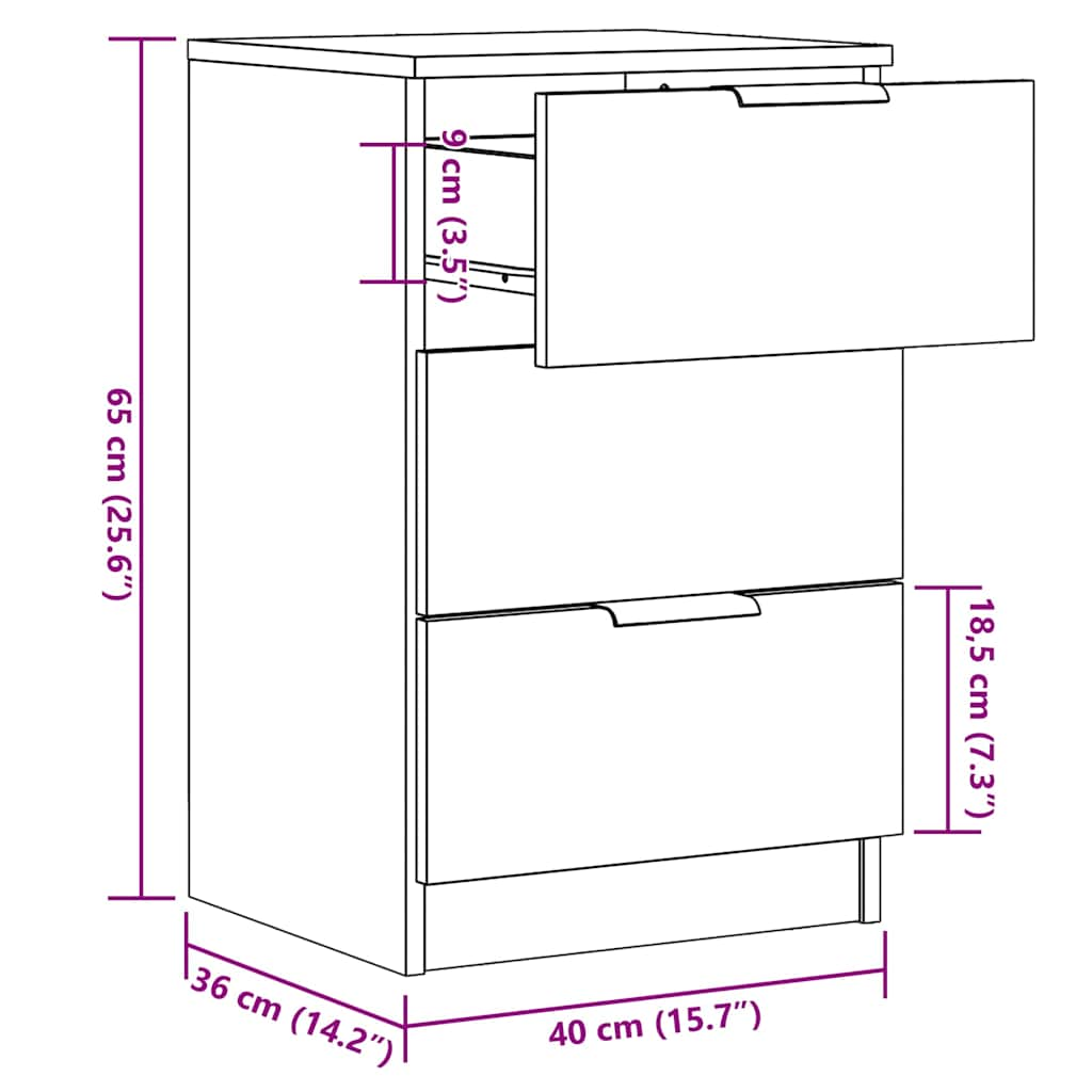 Bedside Cabinets 2 pcs Artisan Oak 40x36x65 cm Engineered Wood