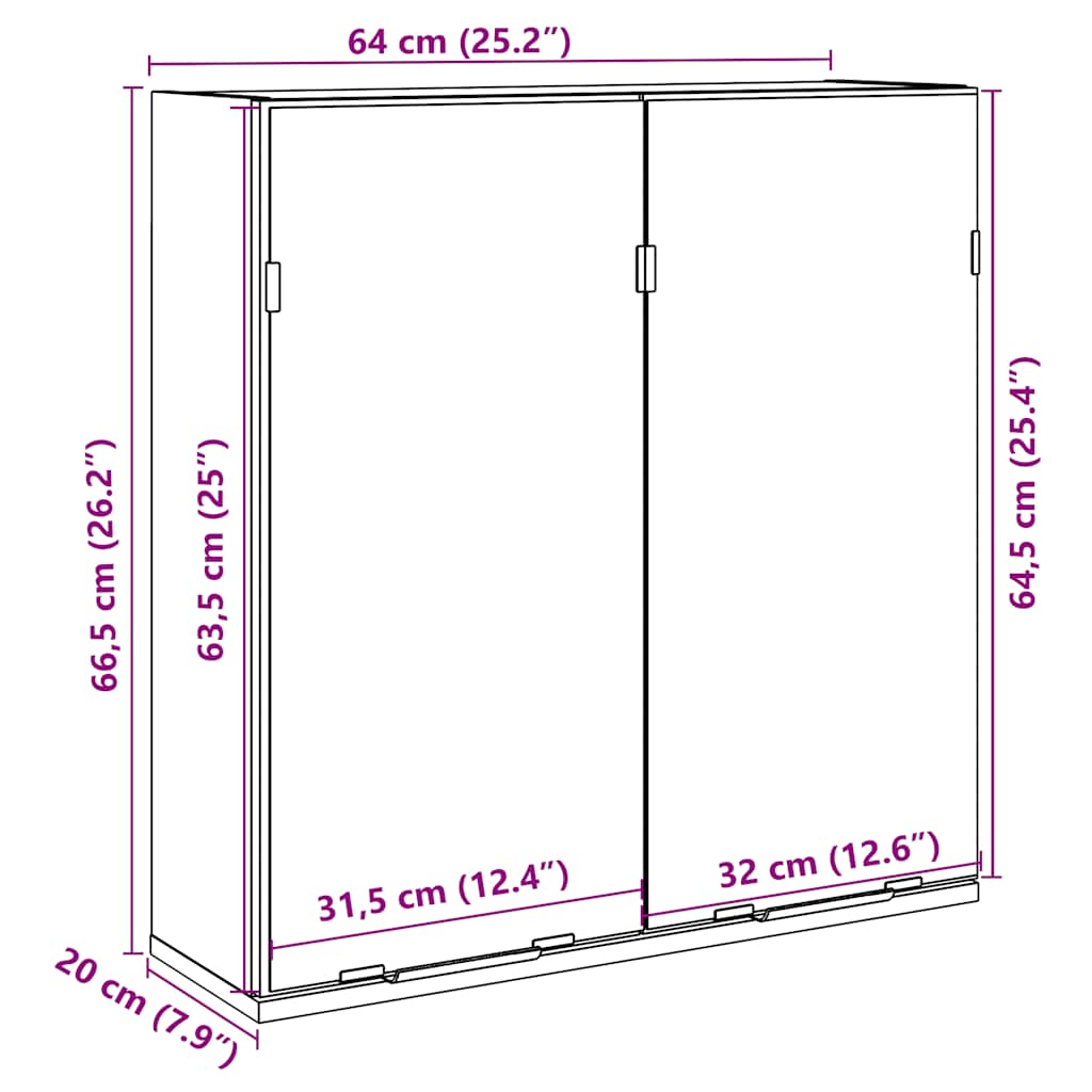 Bathroom Mirror Cabinet Concrete Grey 64x20x66.5 cm Engineered Wood